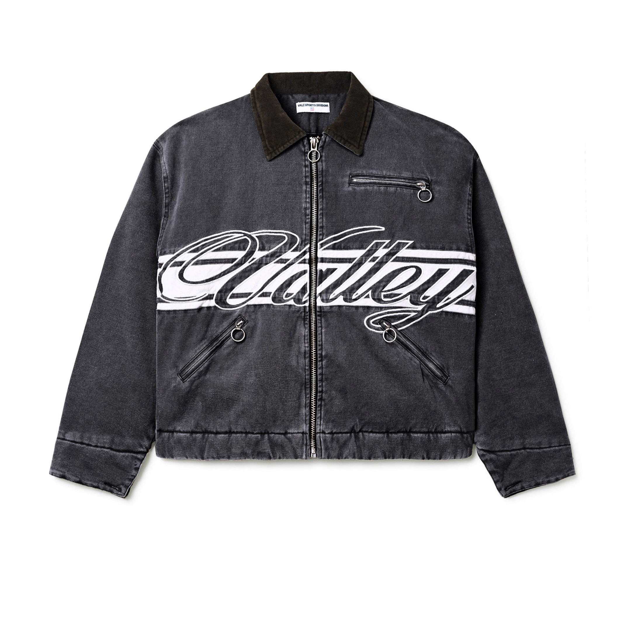 VALE FOREVER BLACK CURSIVE TRUCKER JACKET