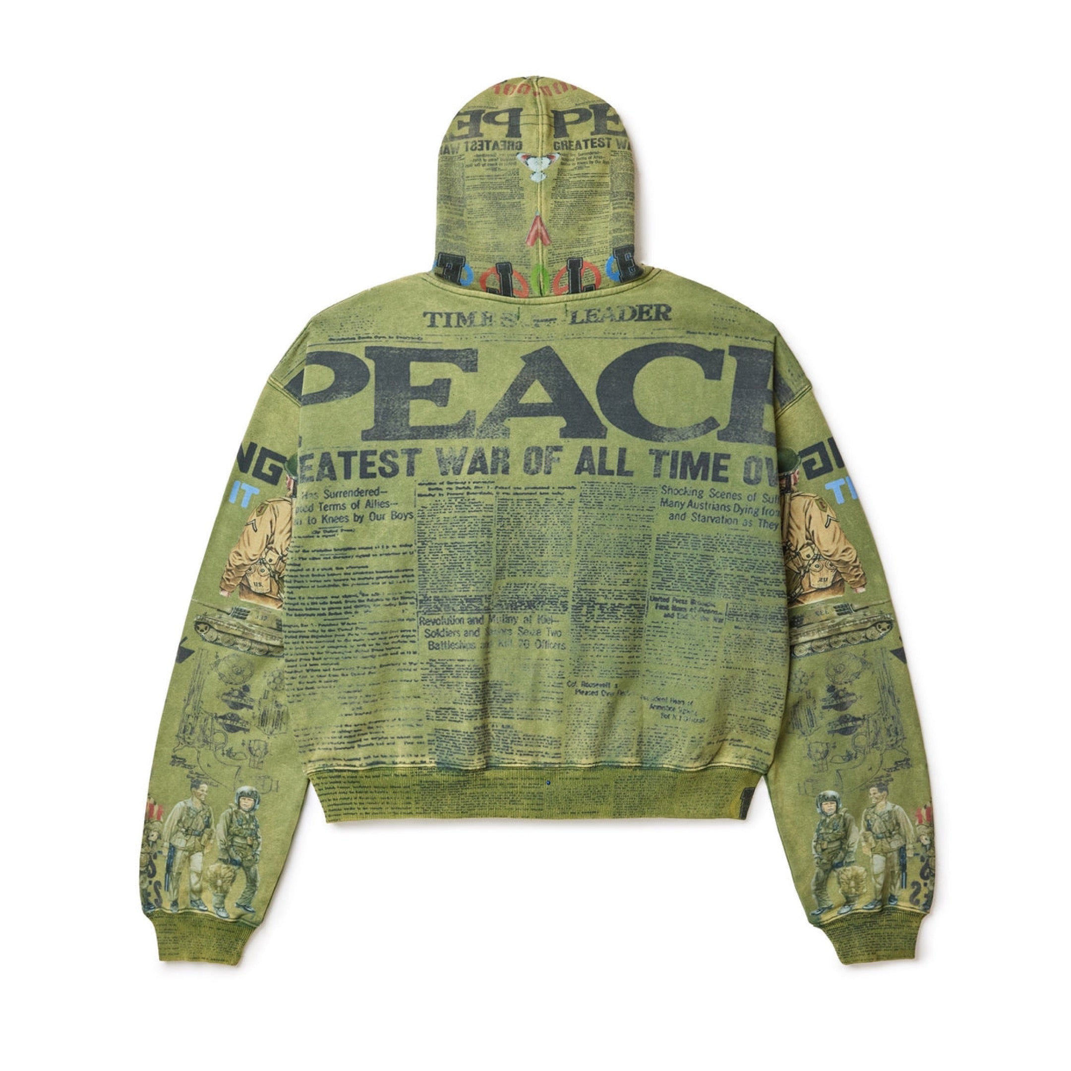 VALE FOREVER Peace Zip Up Hoodie Olive