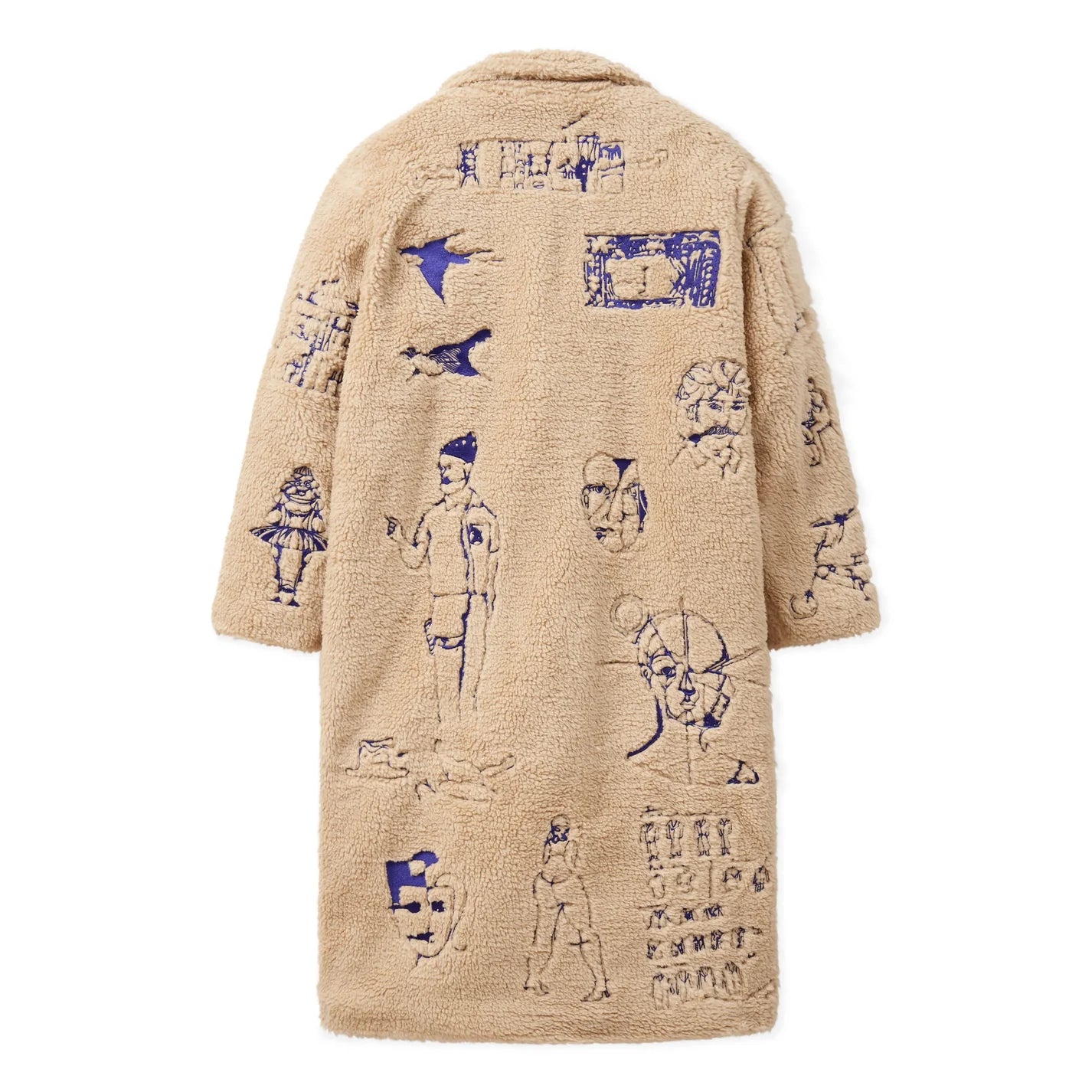 KID SUPER EMBROIDERED SHERPA FLEECE OVERCOAT [CREAM]