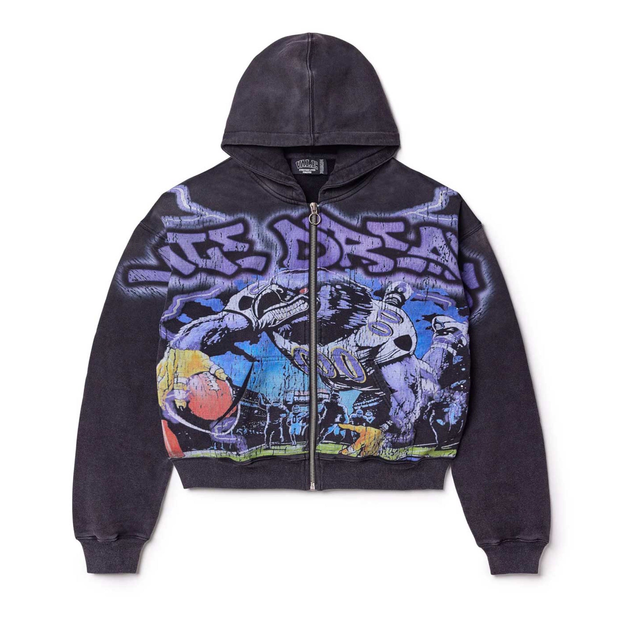 VALE FOREVER RAVEN ZIP UP HOODIE BLACK