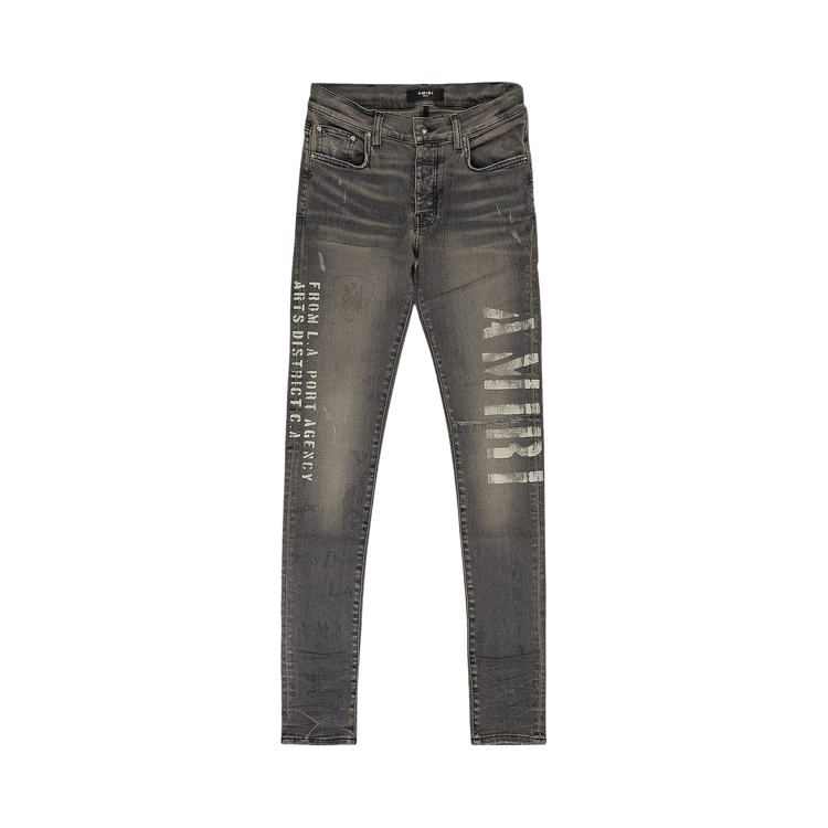 AMIRI MILITARY STENCIL SKINNY JEANS