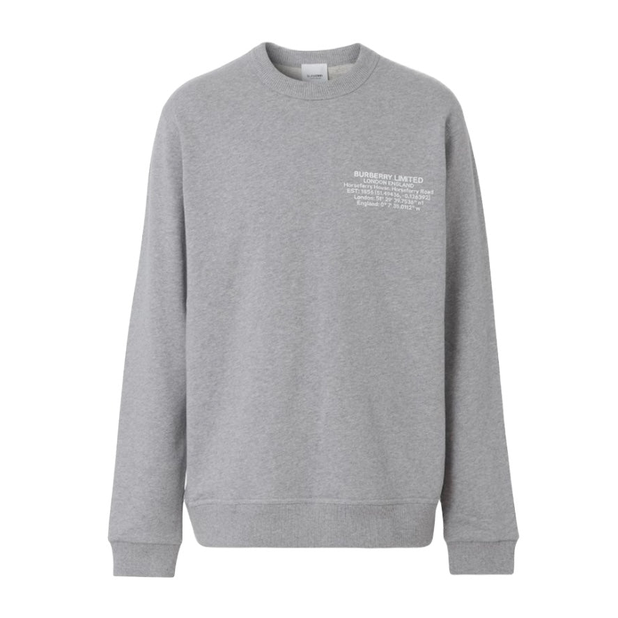 BURBERRY GREY LOCATION PRINT SWEATSHIRT