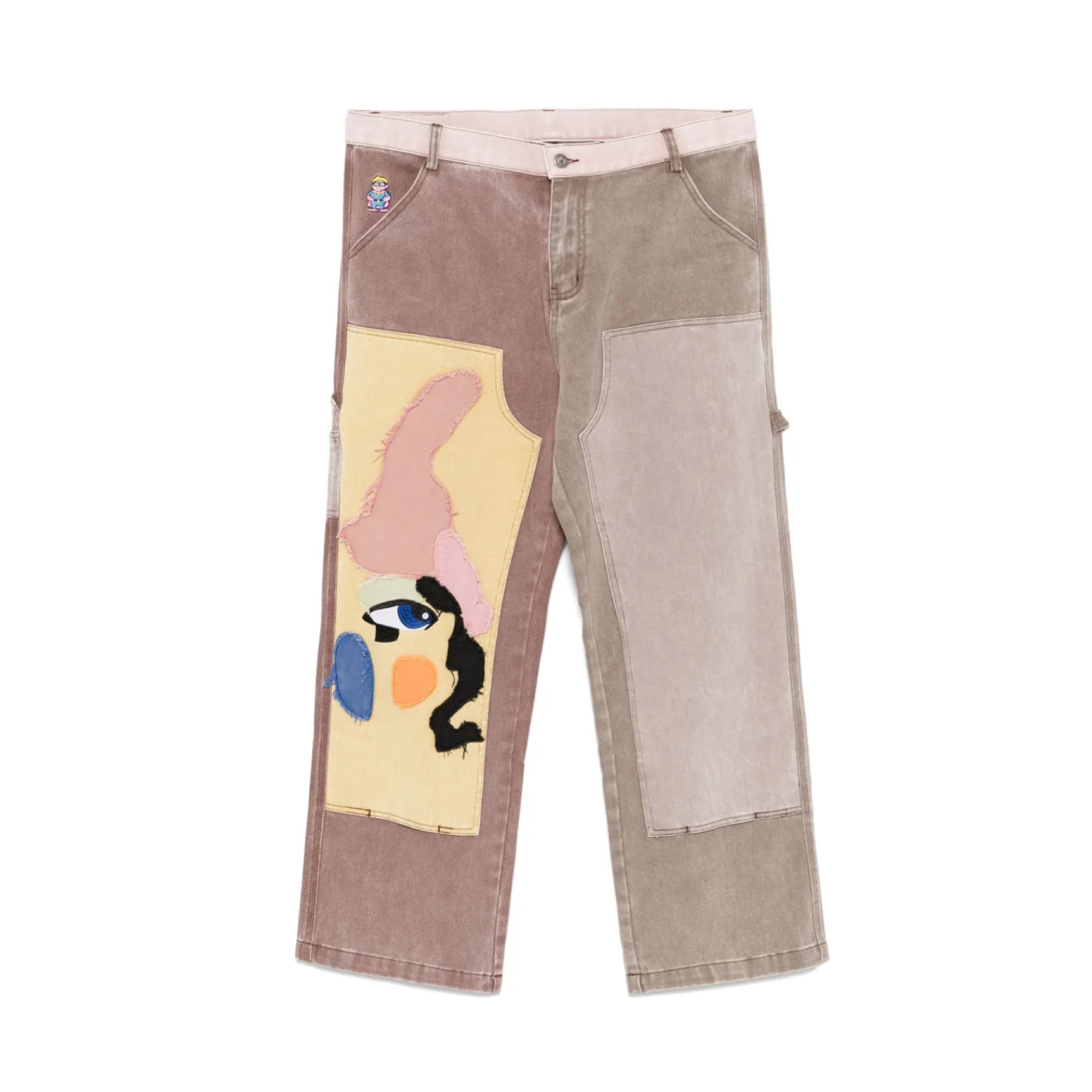 KID SUPER PATCHWORK FACE DOUBLE KNEE PANT