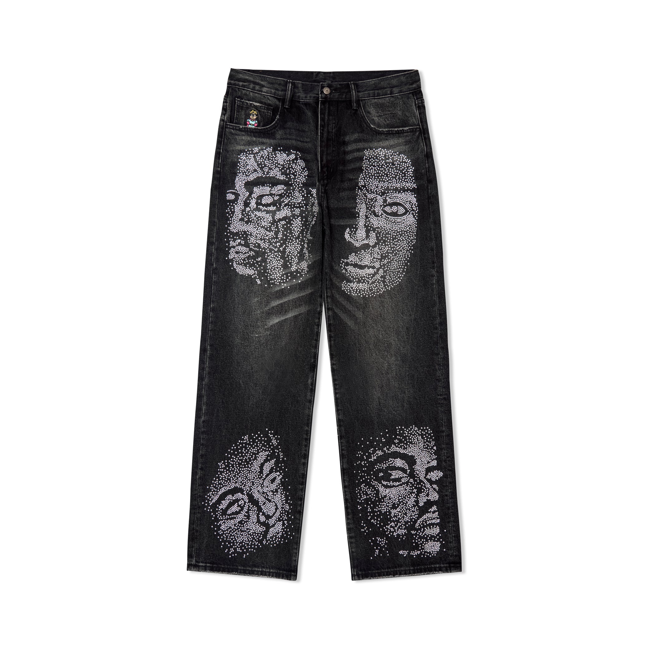 KID SUPER RHINESTONE FACE JEANS