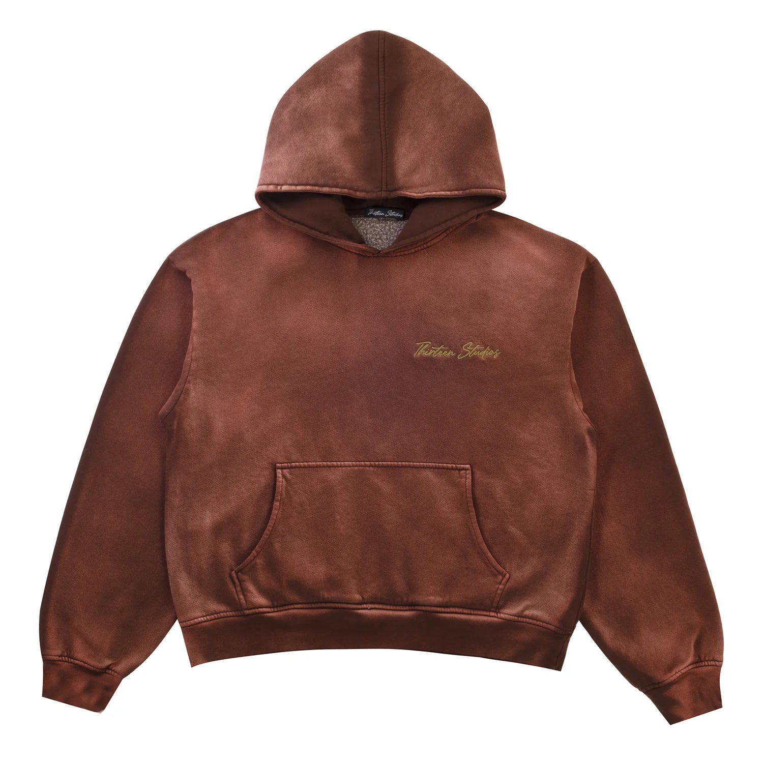 Thirteen Studios Logo Faded Hoodie BROWN