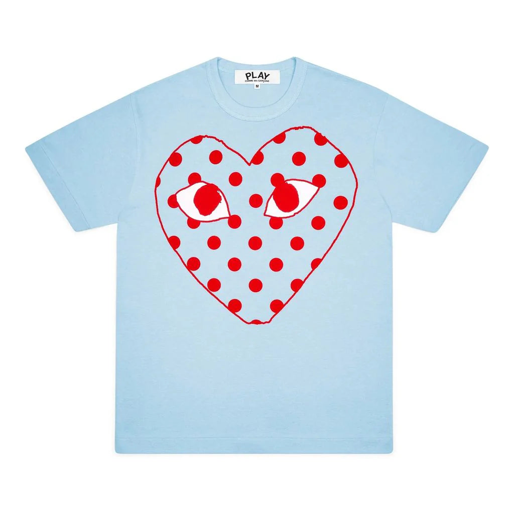 Comme des Garcons PLAY Play Pastelle Polka Dot Blue Heart T-shirt