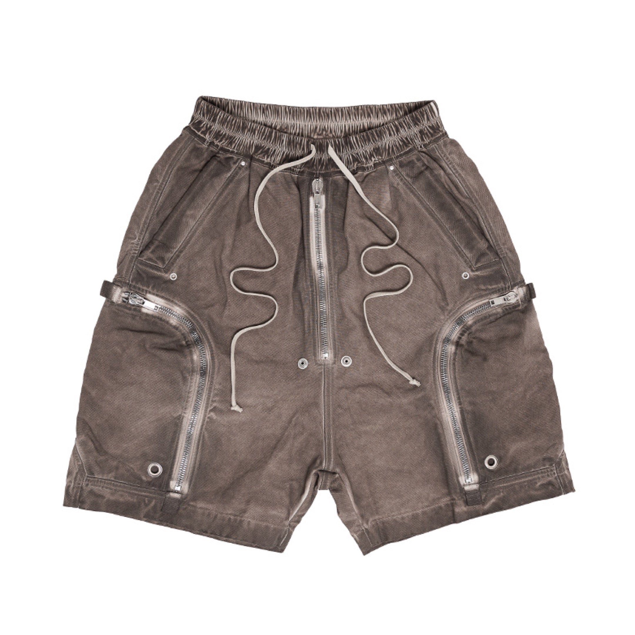 RICK OWENS DRKSHDW SS25 BAUHAUS SHORTS DARK DUST COTTON CANVAS