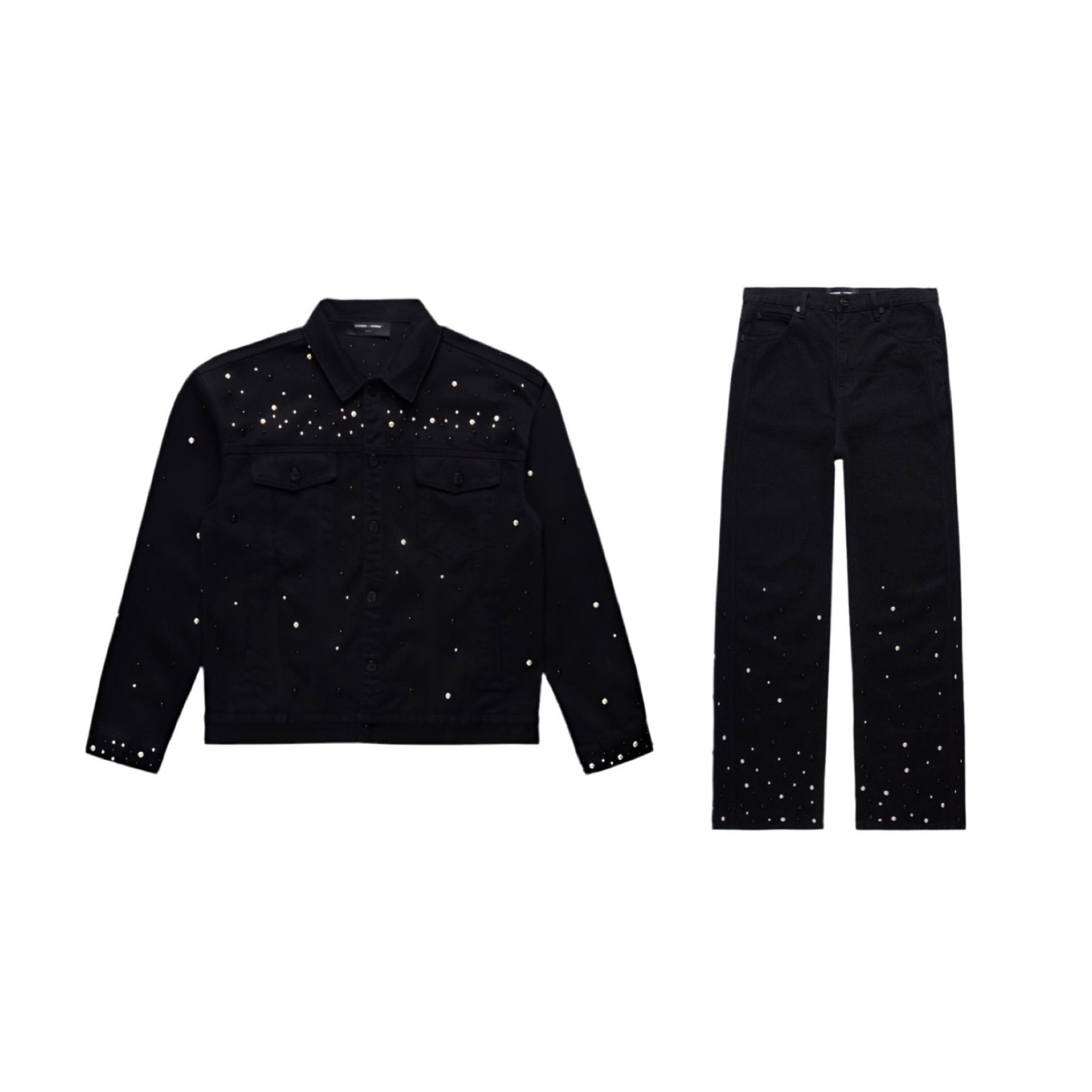 HOMME + FEMME PEARL DENIM SET BLACK