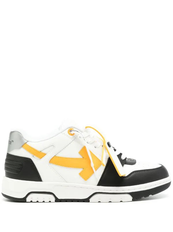 Off-White Out Of Office Leather Sneakers Black Yellow Silver White