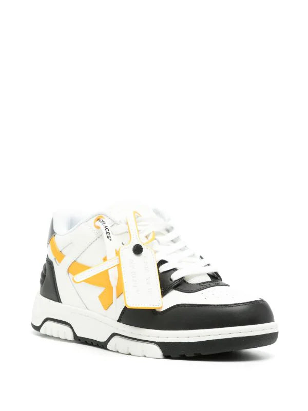 Off-White Out Of Office Leather Sneakers Black Yellow Silver White