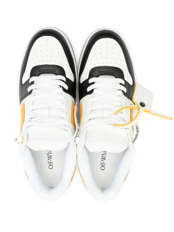 Off-White Out Of Office Leather Sneakers Black Yellow Silver White