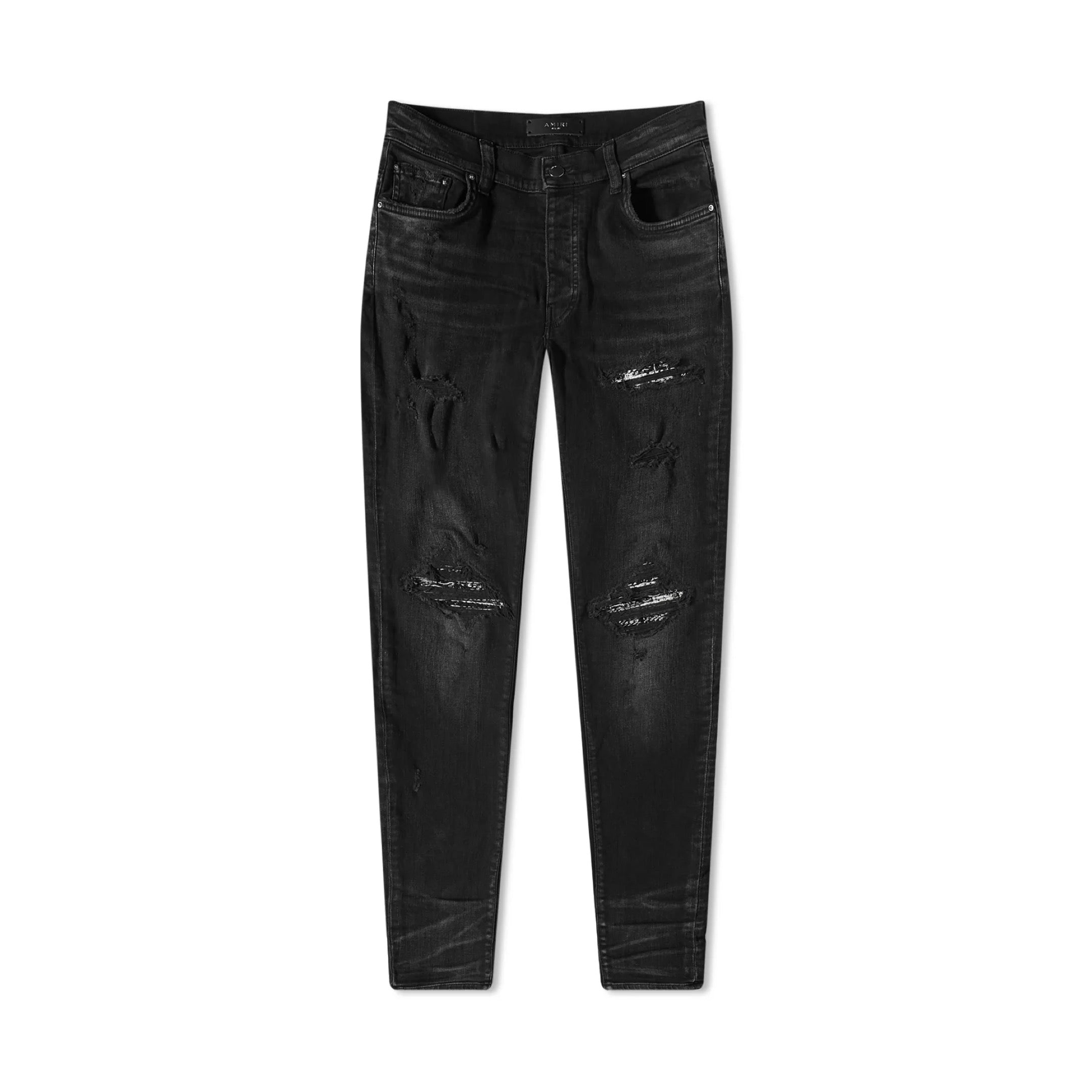 Amiri MX1 Boucle-Patch Destroyed Skinny Jeans