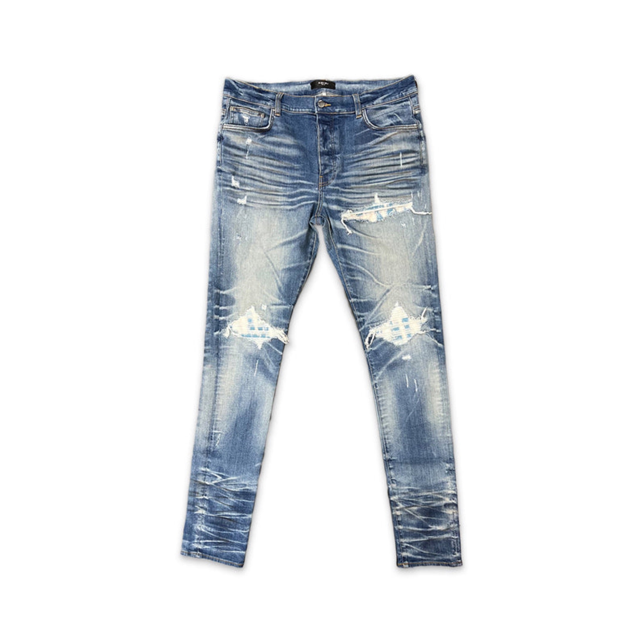 AMIRI MX1 BLUE MONOGRAM PATCH DENIM INDIGO