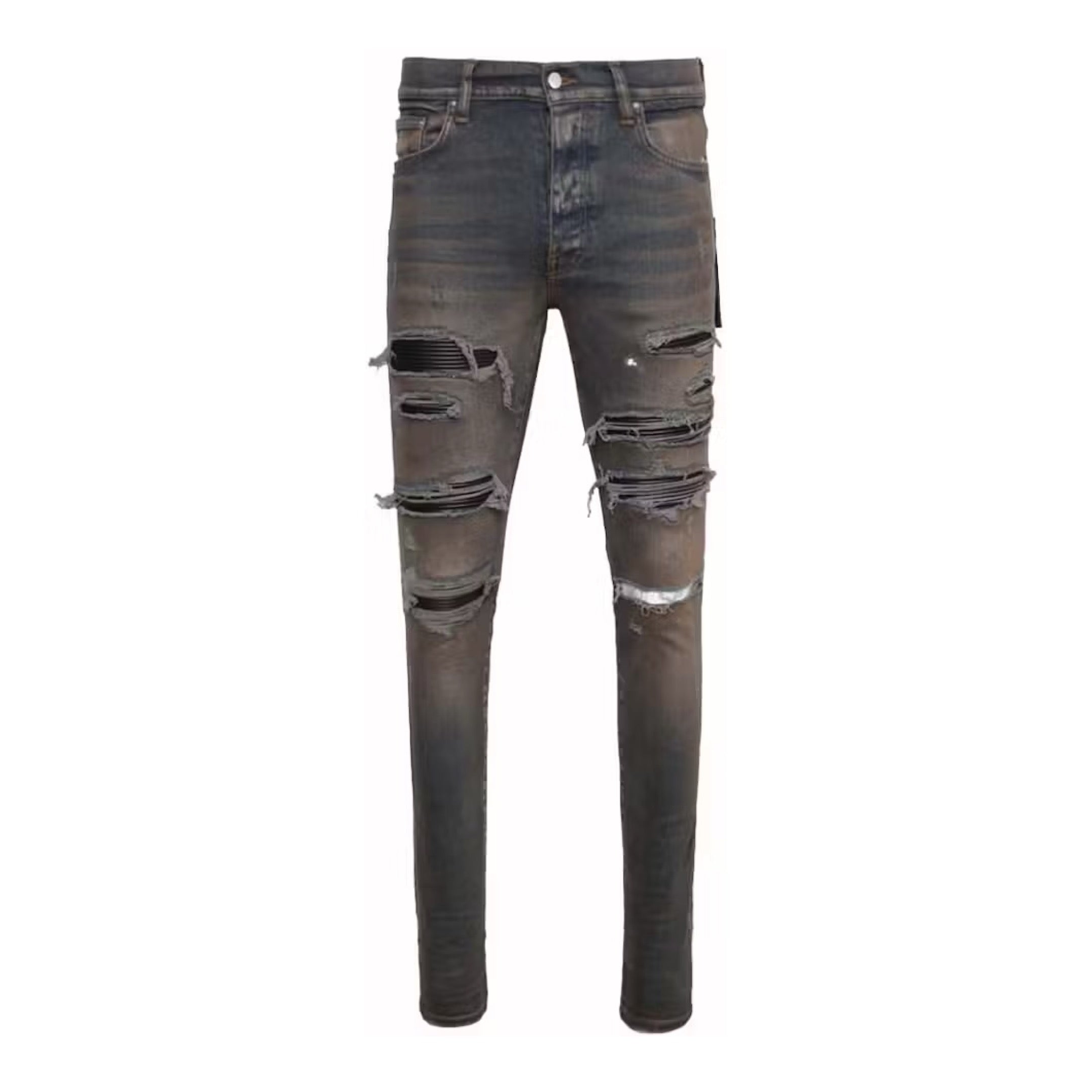 Amiri Leather Jean Thrasher Dark Indigo