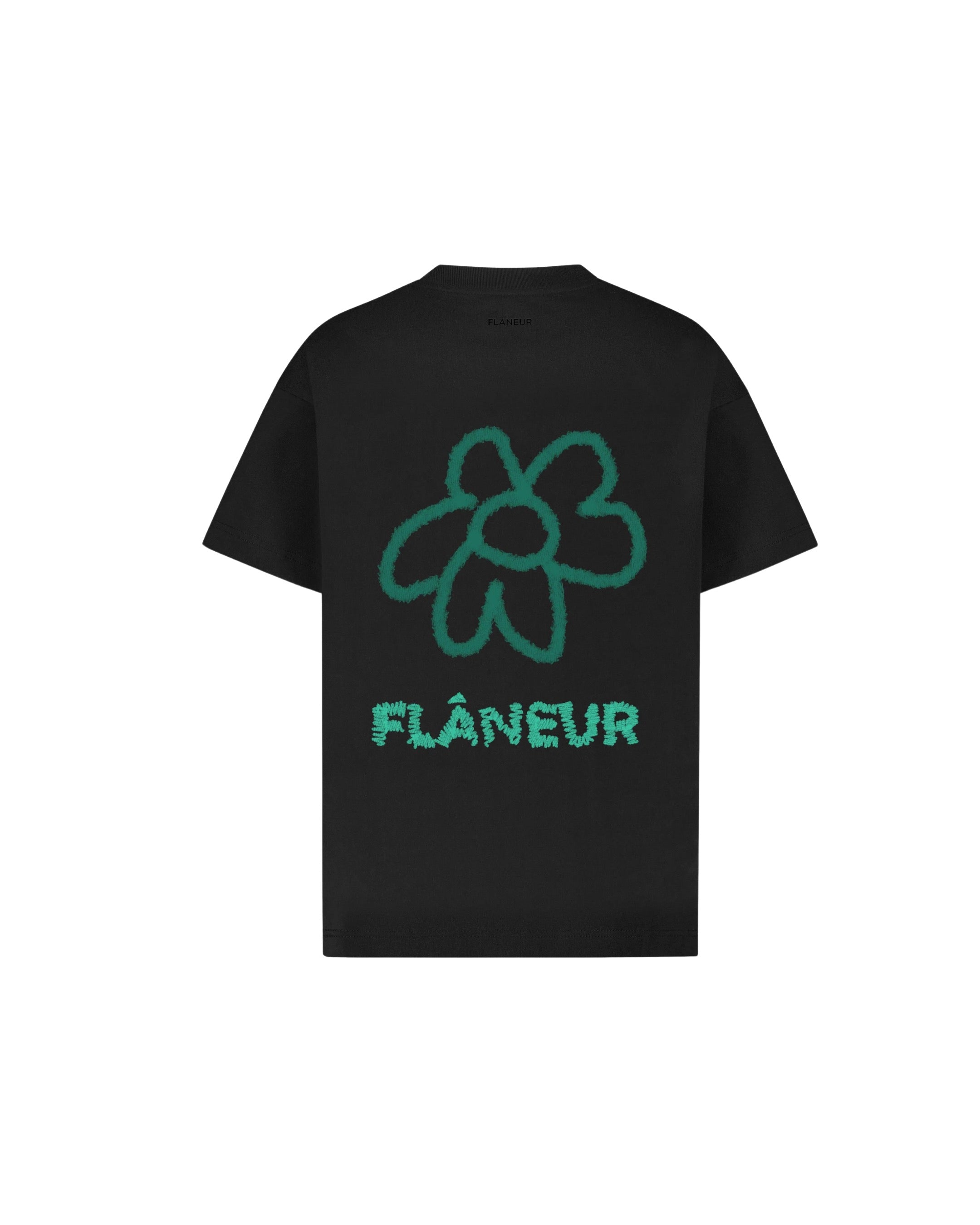 FLANEUR Flower Doodle T-Shirt Green Black