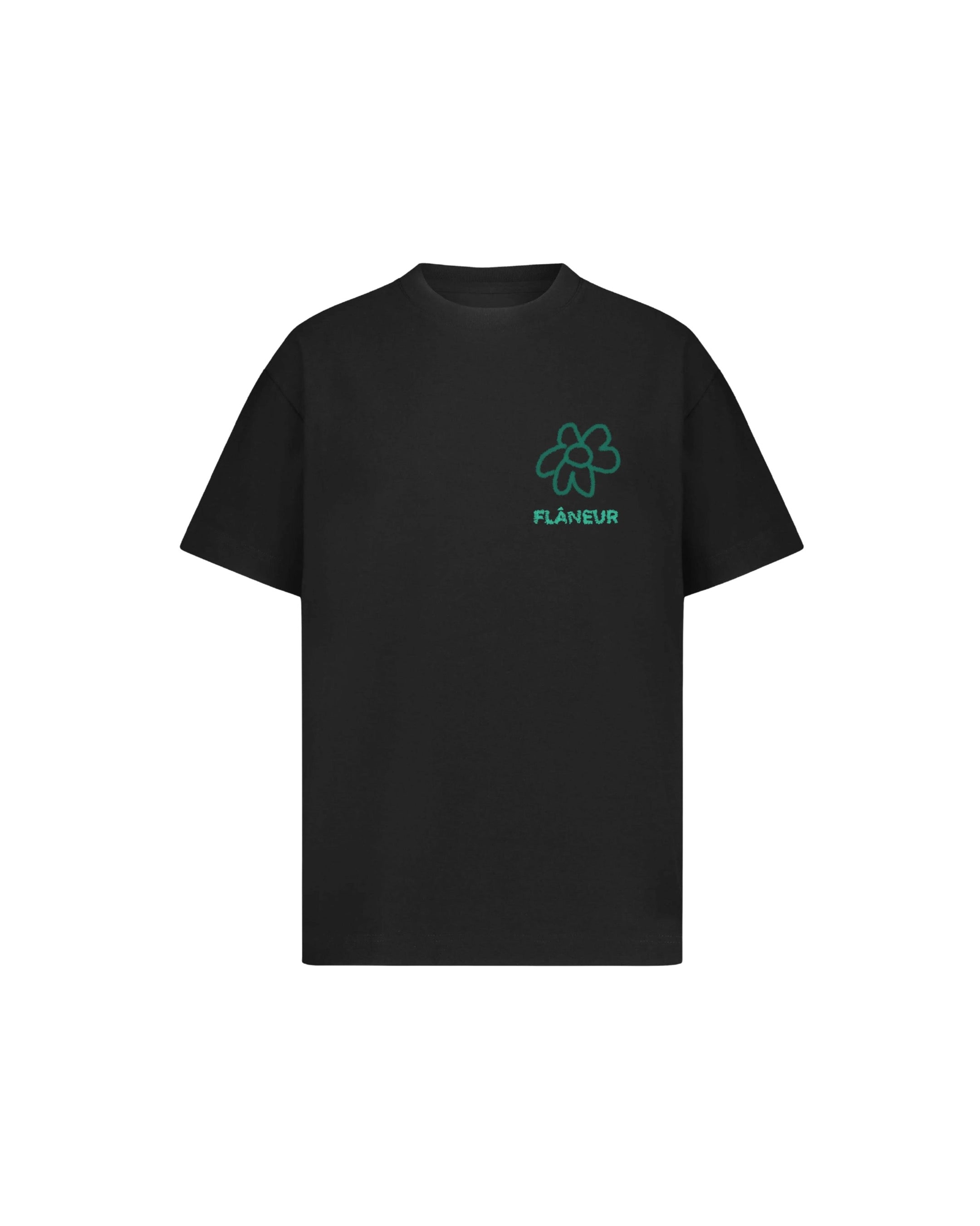 FLANEUR Flower Doodle T-Shirt Green Black