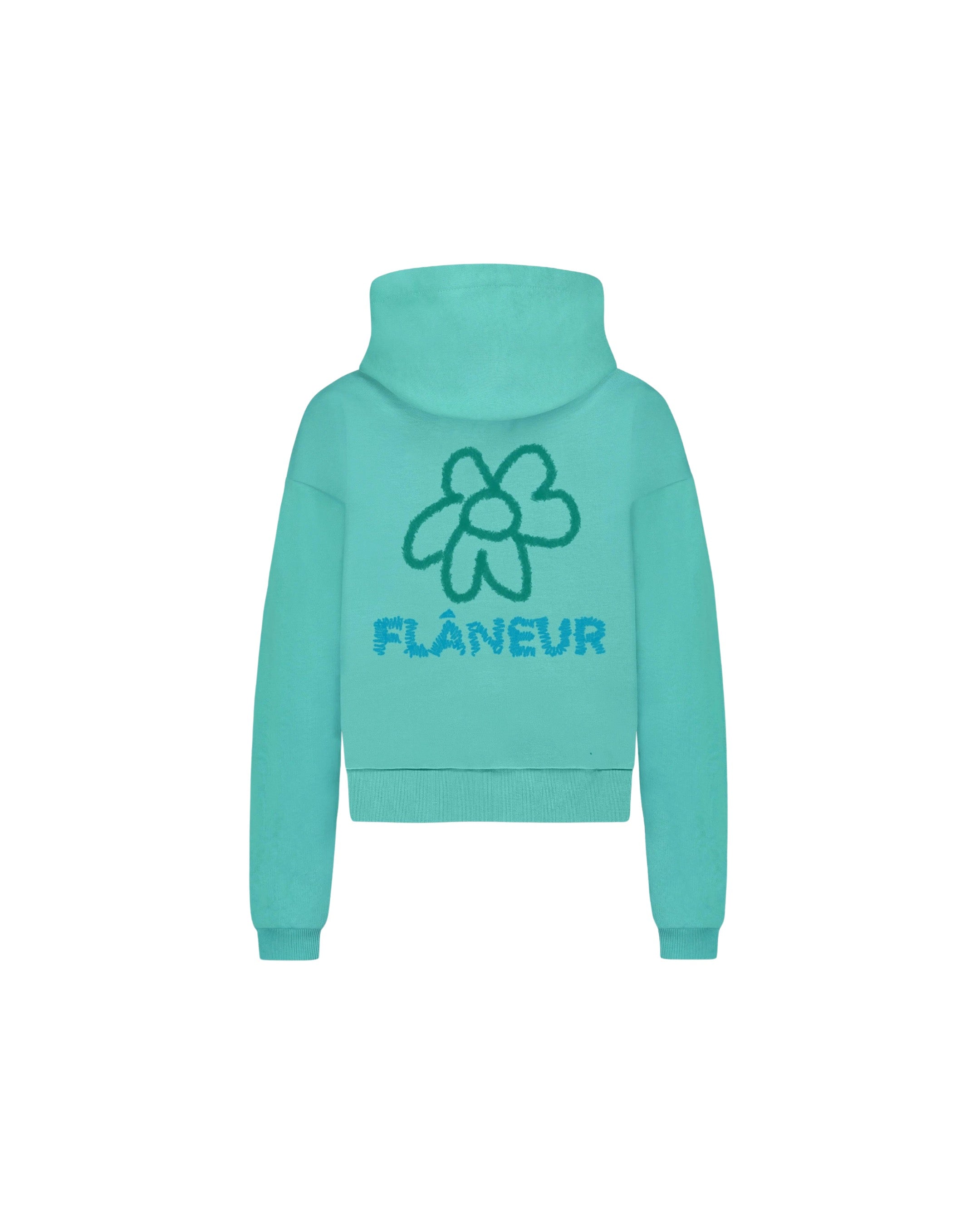 FLANEUR Flower Doodle Zip Up Hoodie Green