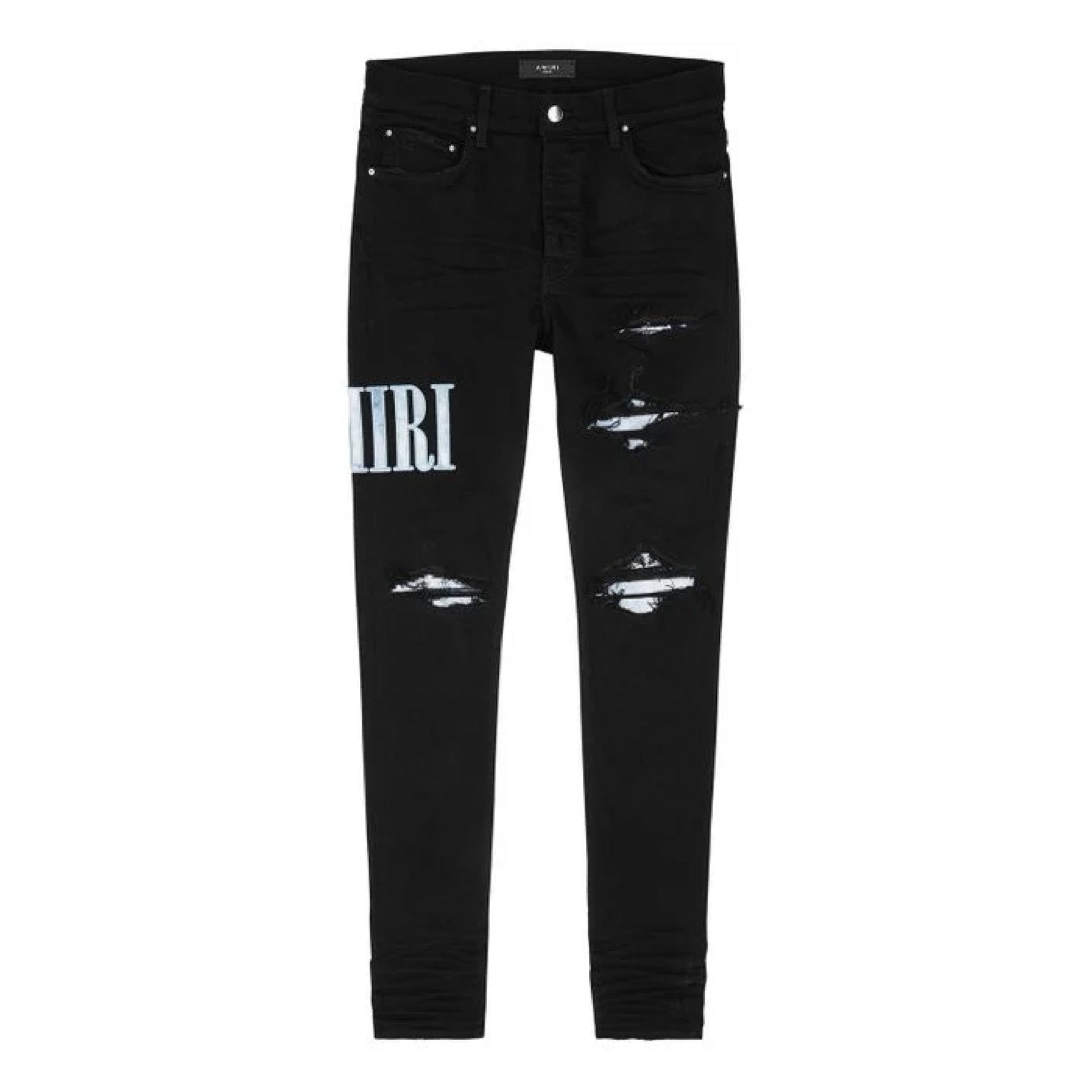 AMIRI CORE DISTRESSED SKINNY JEANS BLACK BLUE