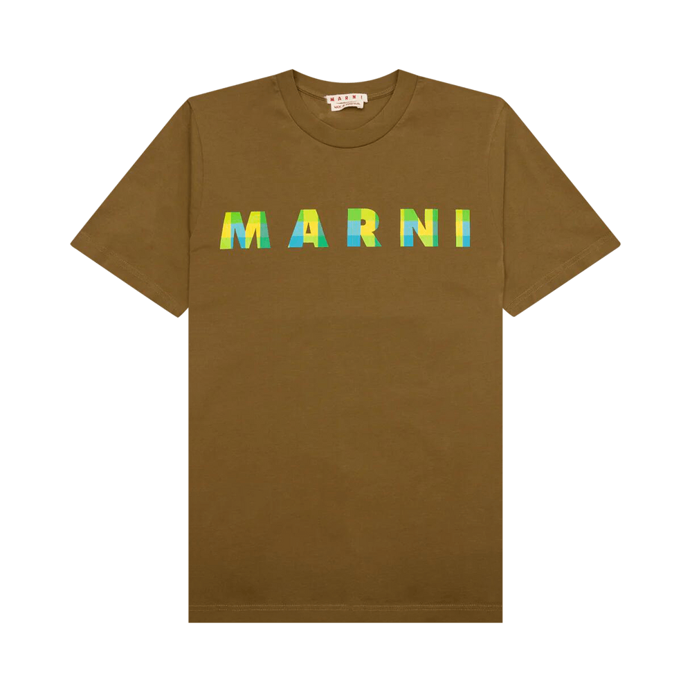 Marni Gingham Logo T-Shirt in Creta