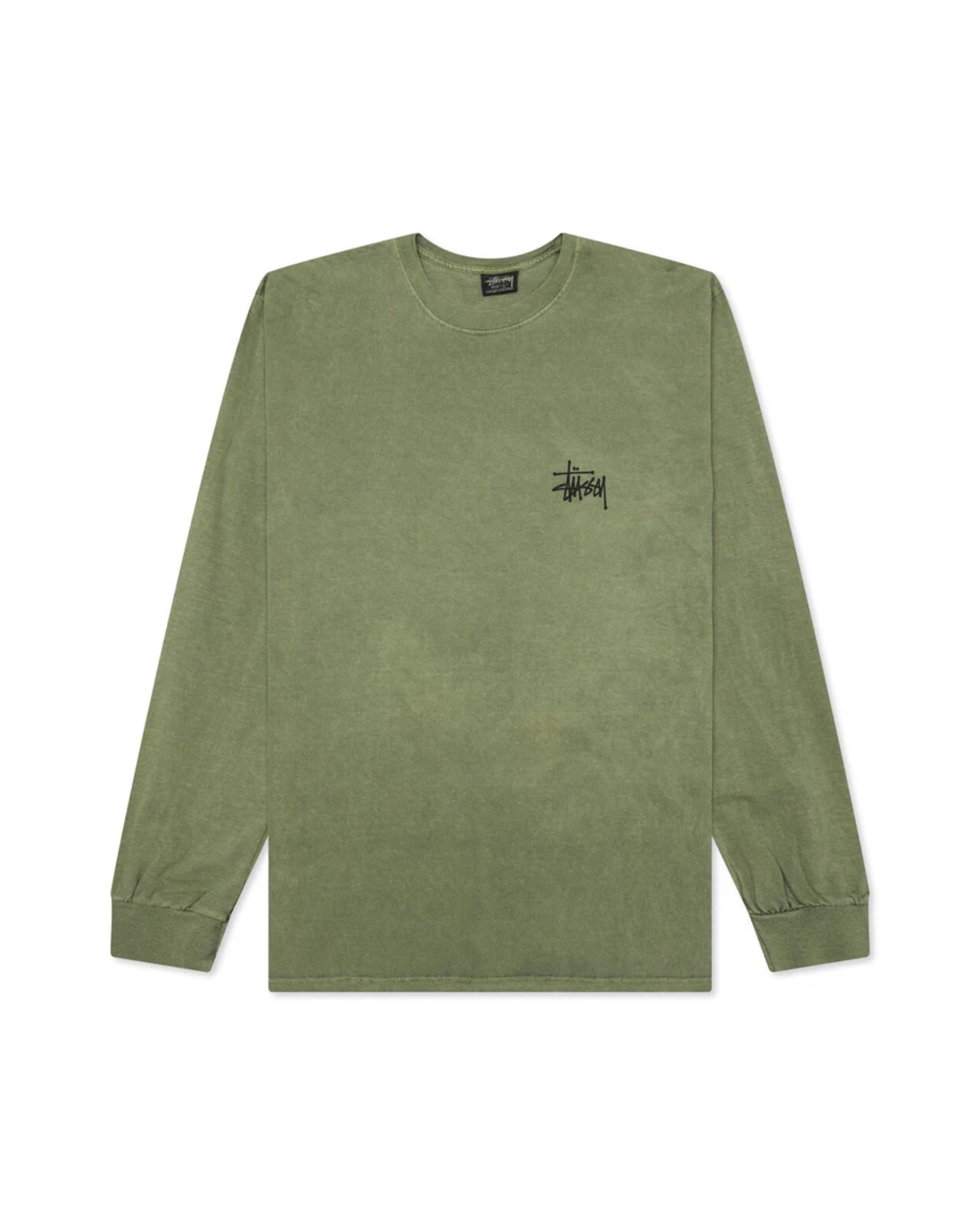 STUSSY Basic Stussy Pig. Dyed L/S Tee - Olive