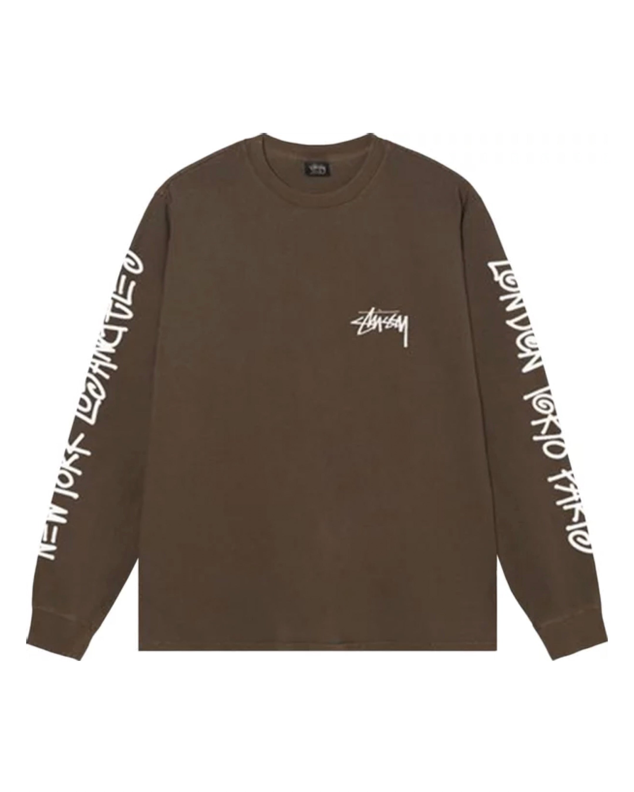STUSSY Intl Crew Pig. Dyed L/S Tee - Brown
