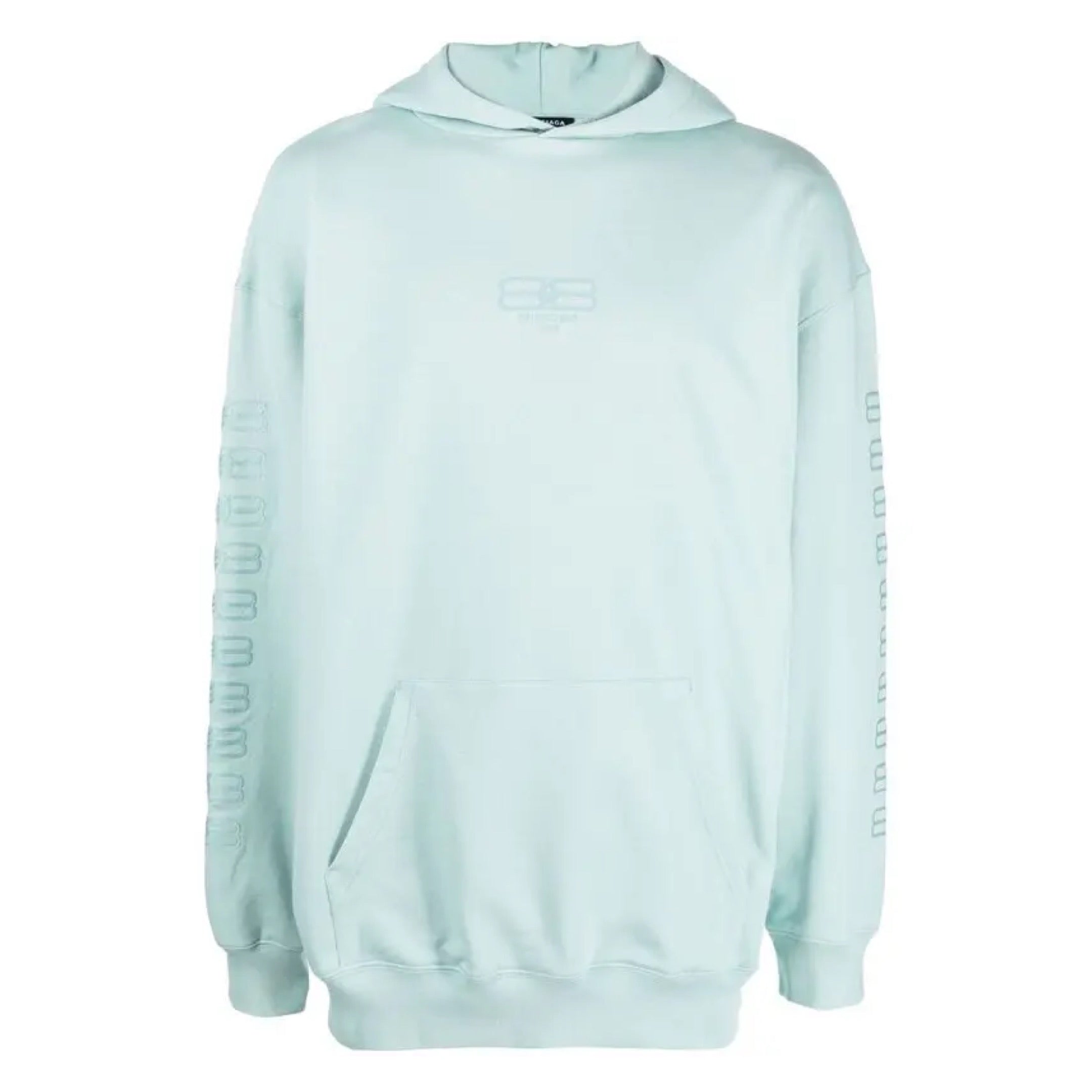 BALENCIAGA LIGHT BLUE EMBROIDERED COTTON HOODIE