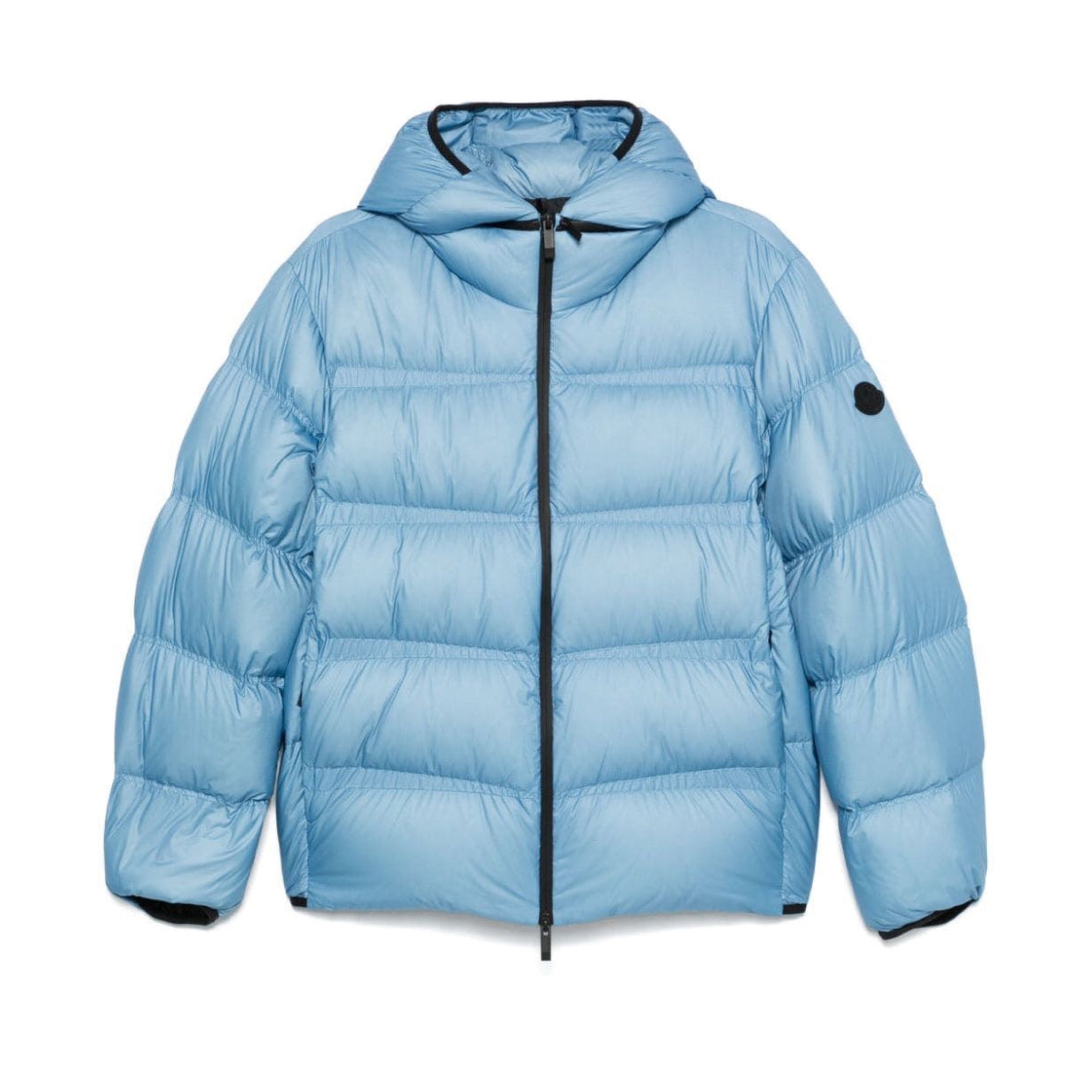 MONCLER MASAC HOODED SHORT DOWN JACKET LIGHT BLUE