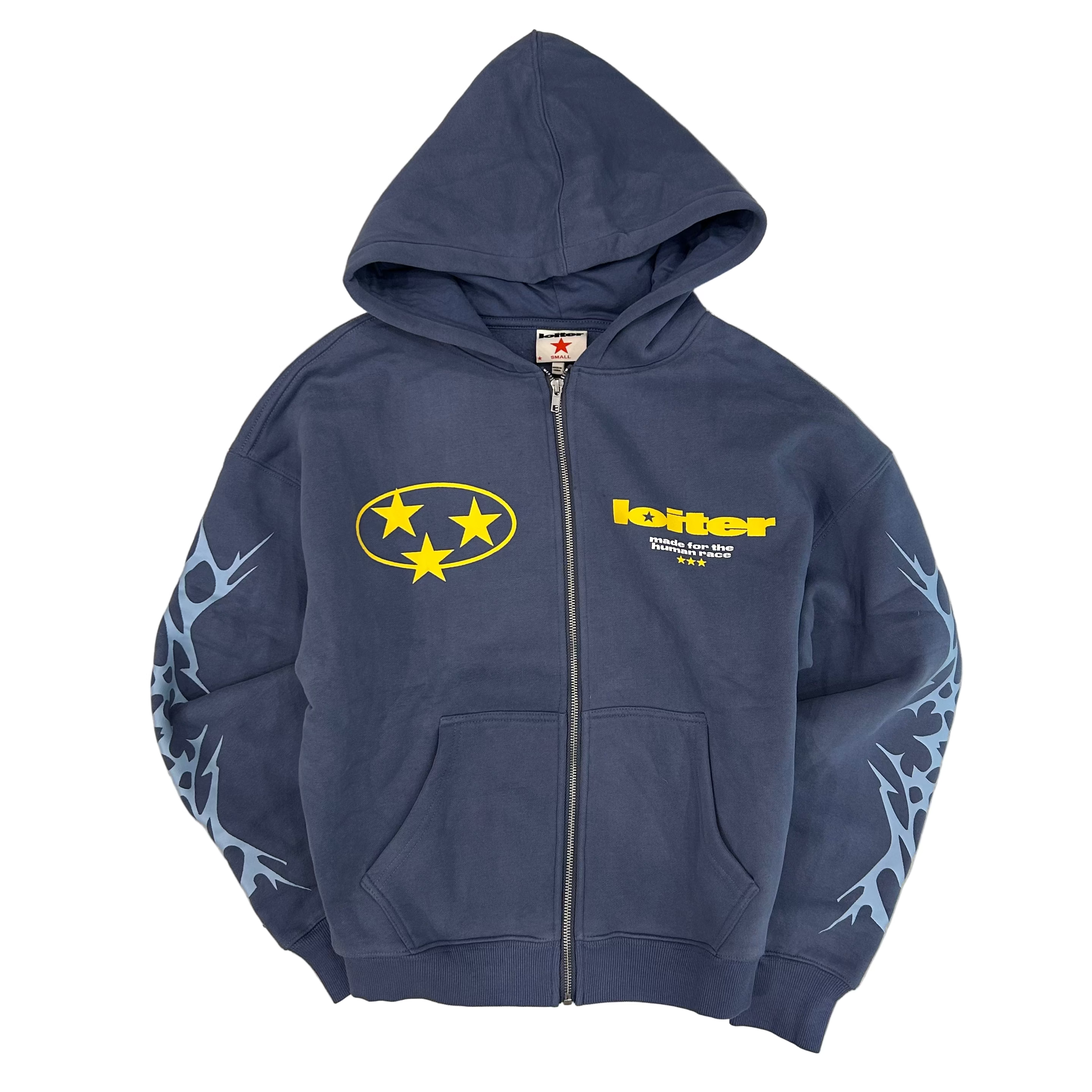 LOITER SOLAR ZIP HOODIE IN BLUE