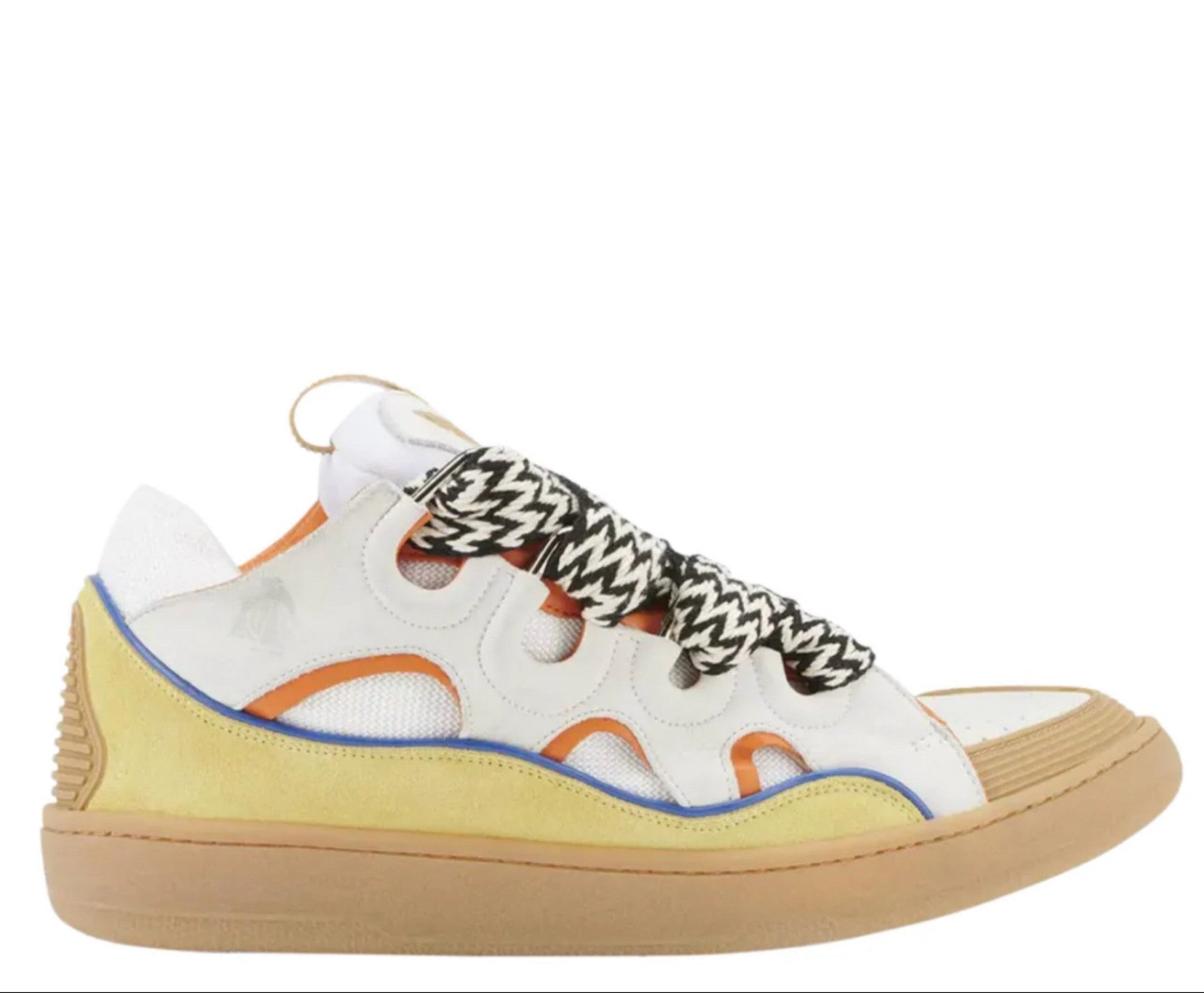 Lanvin Curb Sneaker White, Orange, & Tan