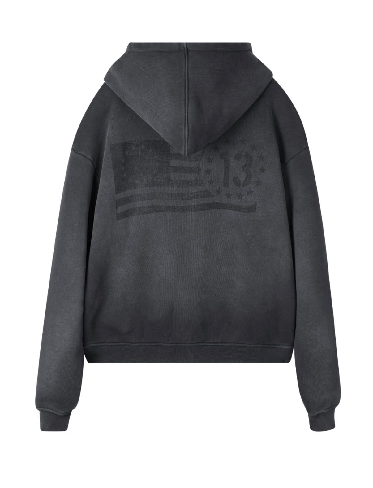 THIRTEEN STUDIOS FLAG HOODIE FADED BLACK