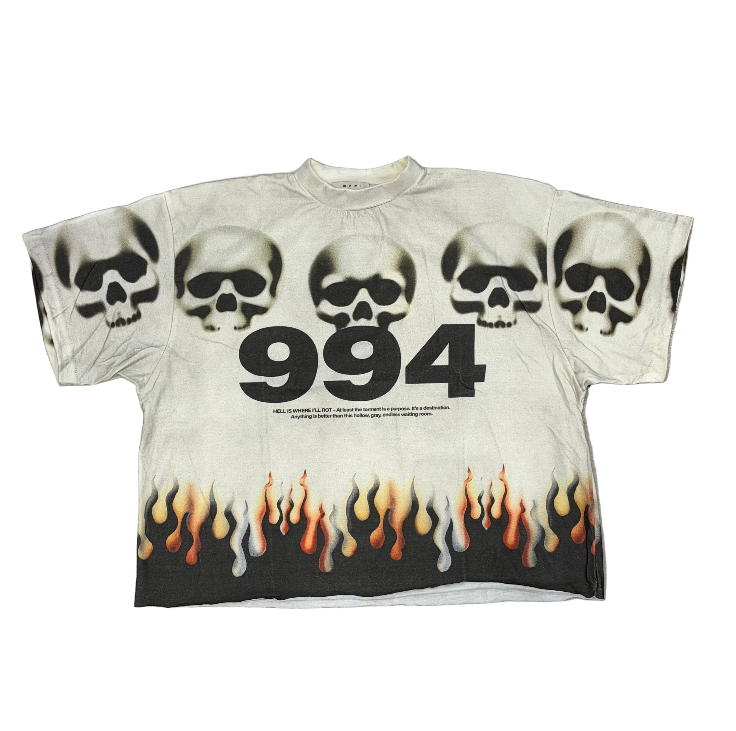 MNML Flame Skull Tee - Off White