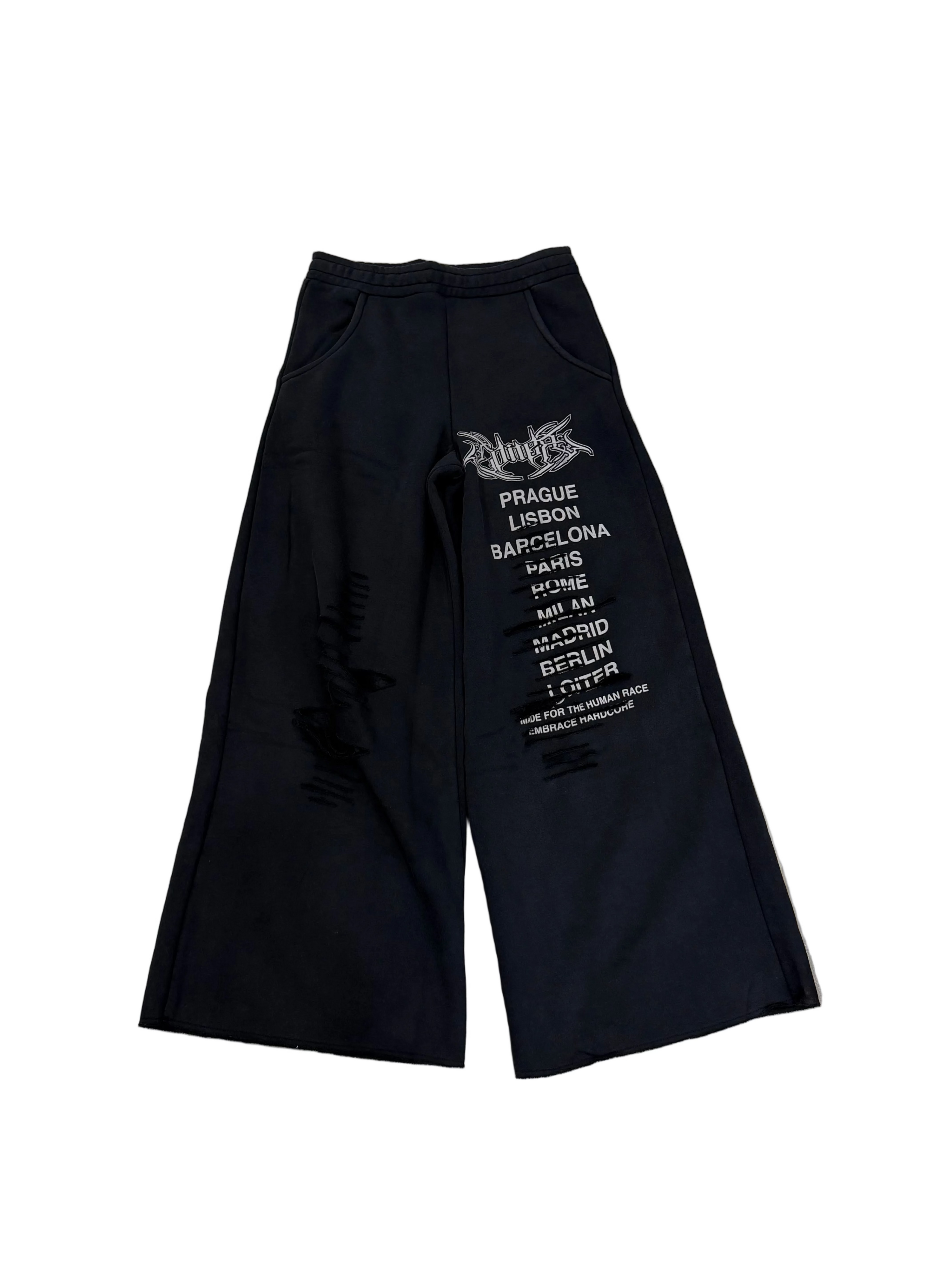 Loiter Destruct Sweat Pants Washed Black