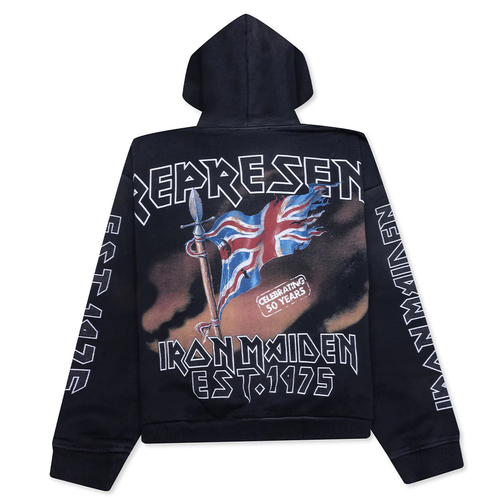 Represent Iron Maiden Steed Hoodie - Stained Black