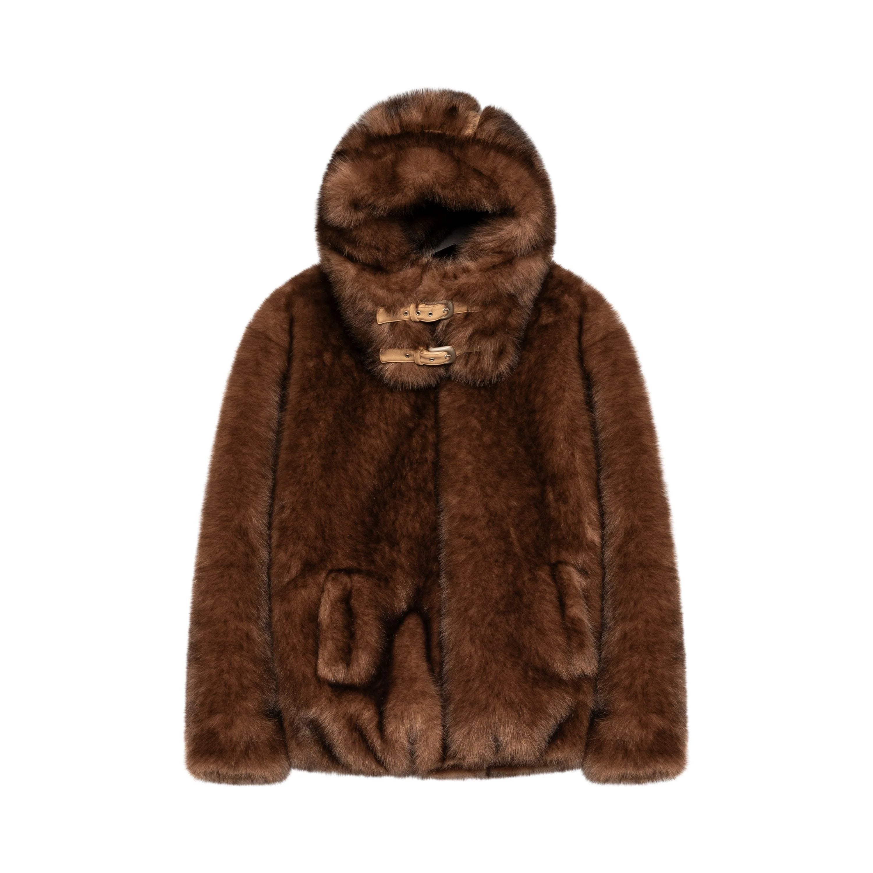 KID SUPER FUR HOODIE BROWN