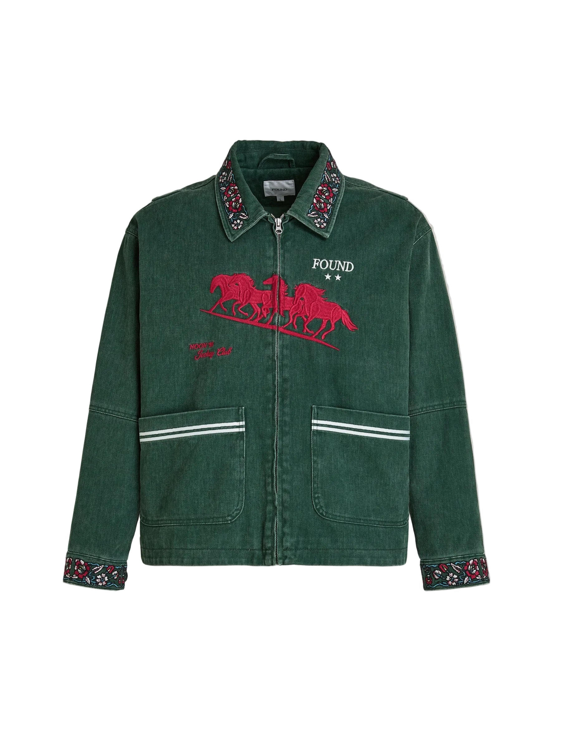 FOUND Jockey Club Embroidered Work Jacket Green