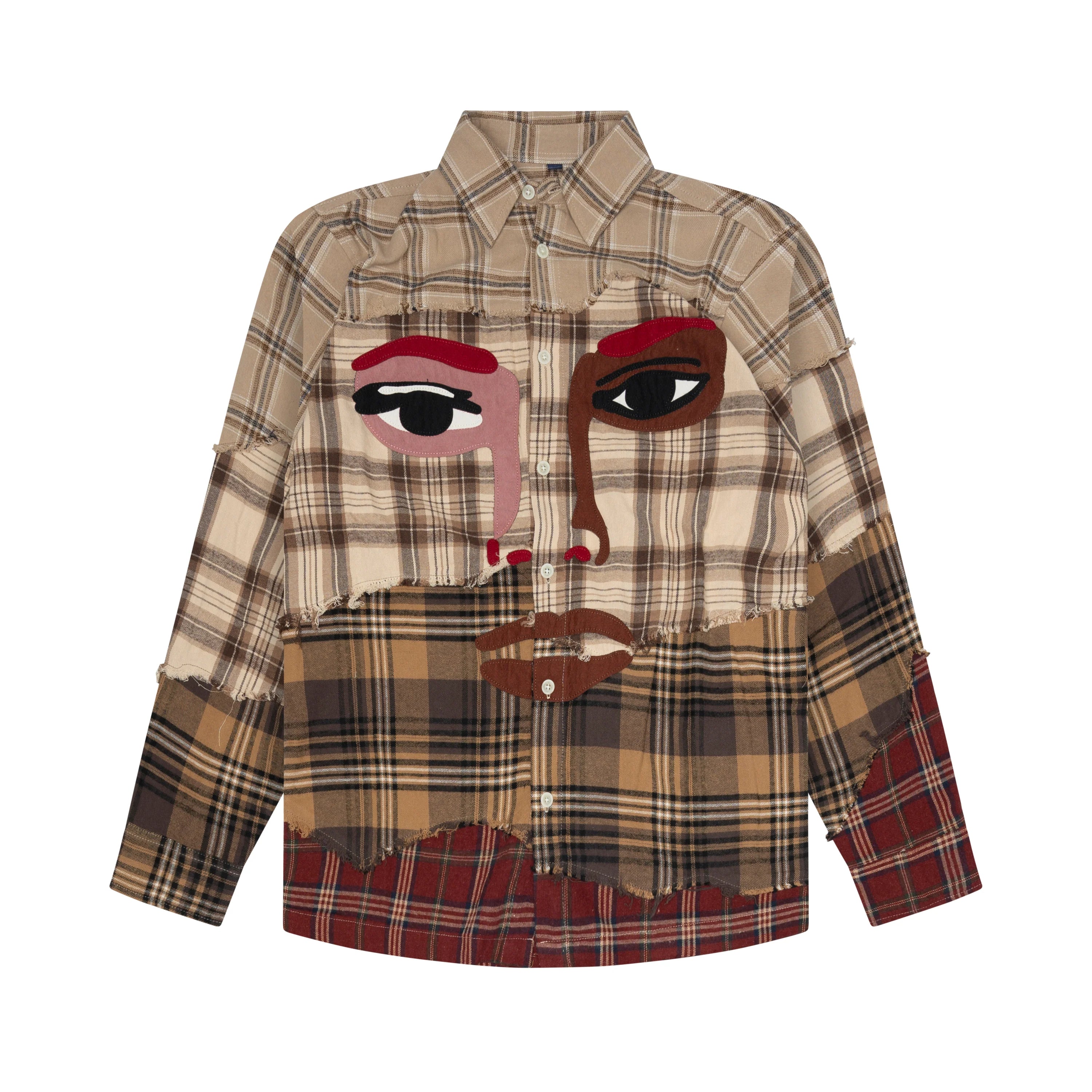 KID SUPER FACE PATCHWORKED FLANNEL