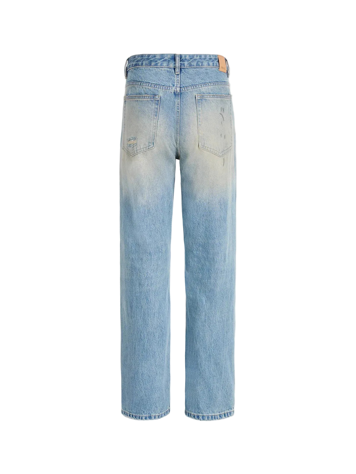 FOUND Leather Patch Jeans in vintage blue