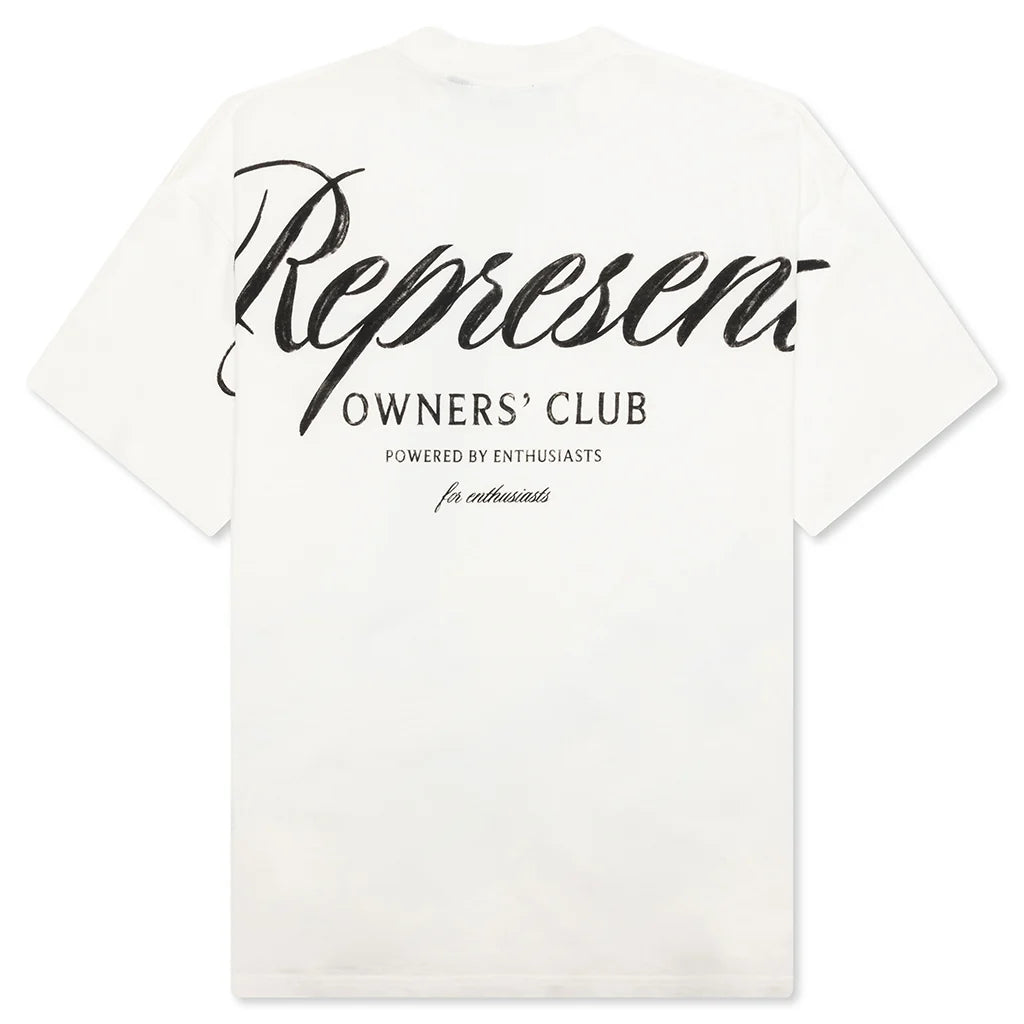 Represent Owners Club Script T-Shirt - Flat White