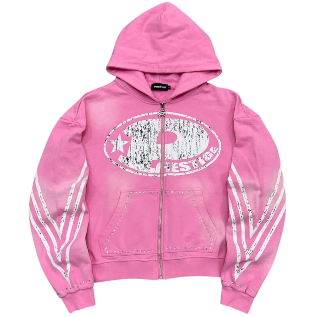 Prestige "P Logo" Rhinestone Hoodie Pink