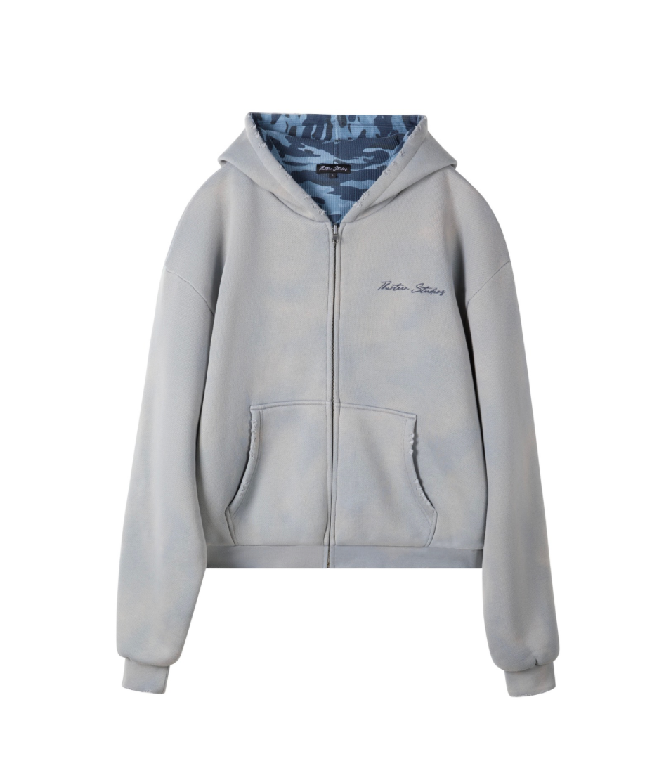 THIRTEEN STUDIOS Reversible THERMAL ZIP UP 'Blue CAMO'