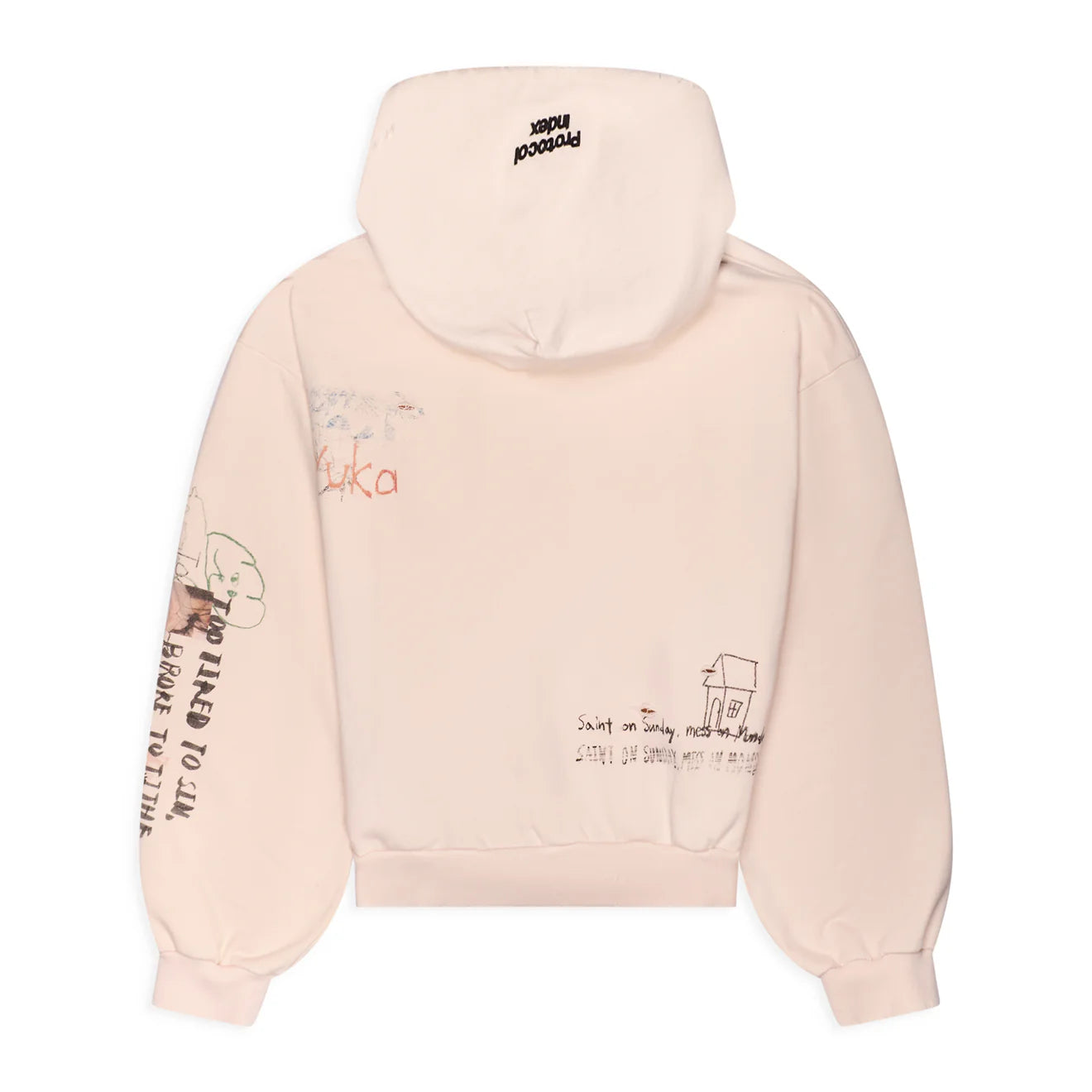 Protocol Index Hand Drawing Washed Hoodie Cream