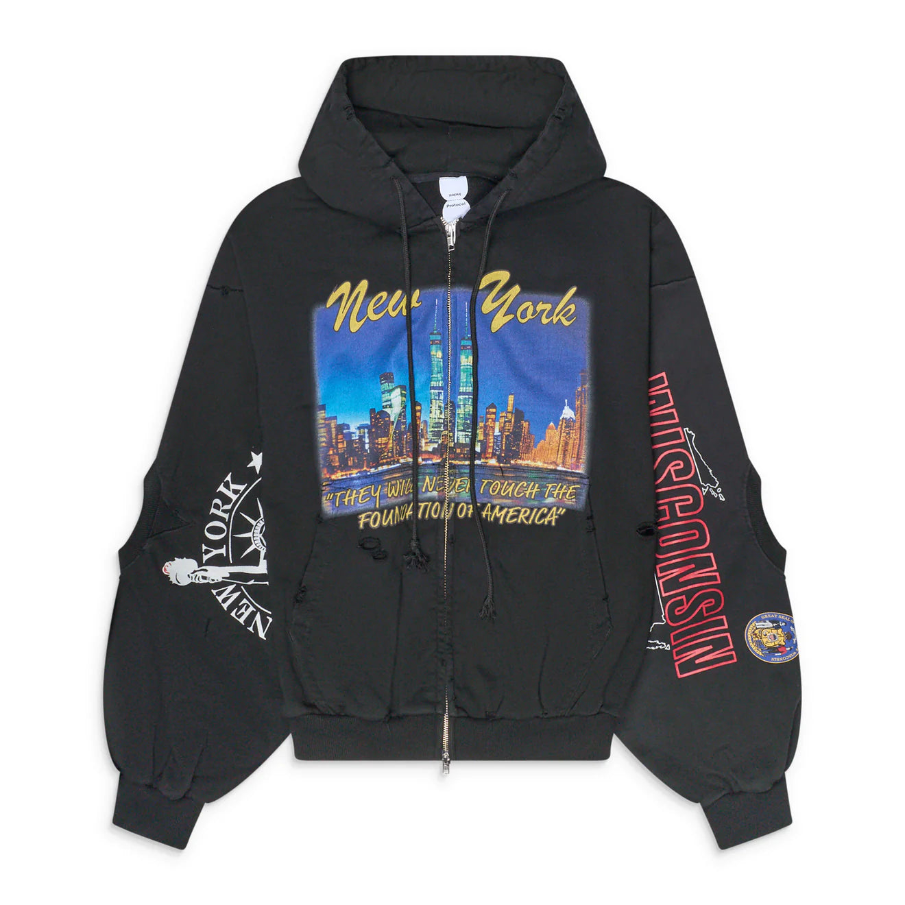 Protocol Index Reconstructed NY Zip Hoodie Black