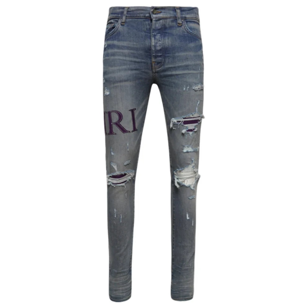 AMIRI Serif Purple Logo Jean Clay Indigo