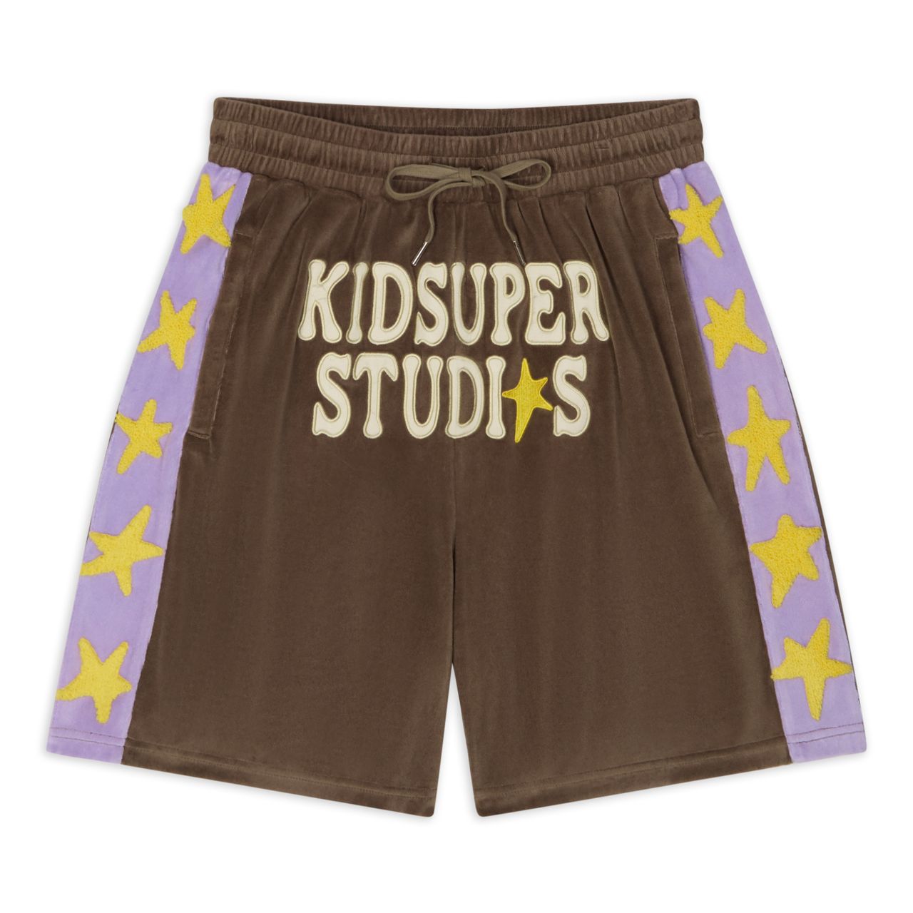 KID SUPER velour Stars shorts Brown
