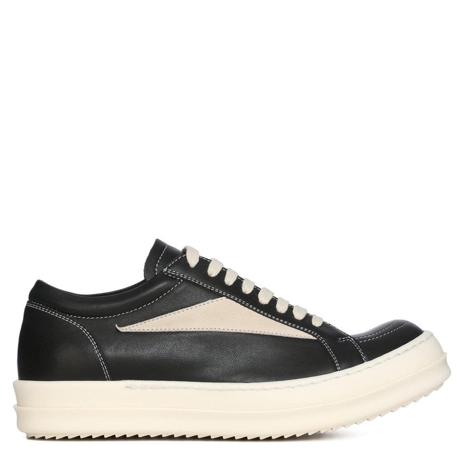 RICK OWENS SS25 HOLLYWOOD VINTAGE SNEAKS IN BLACK/MILK/MILK