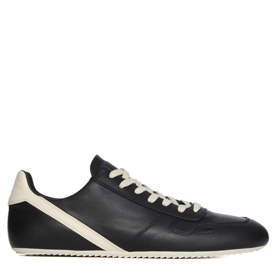 RICK OWENS FW25 CONCORDIANS MINIMAL SNEAK IN BLACK/MILK/MILK FULL GRAIN COW LEATHER