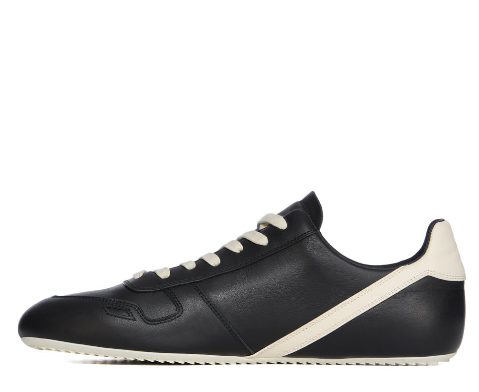 RICK OWENS FW25 CONCORDIANS MINIMAL SNEAK IN BLACK/MILK/MILK FULL GRAIN COW LEATHER