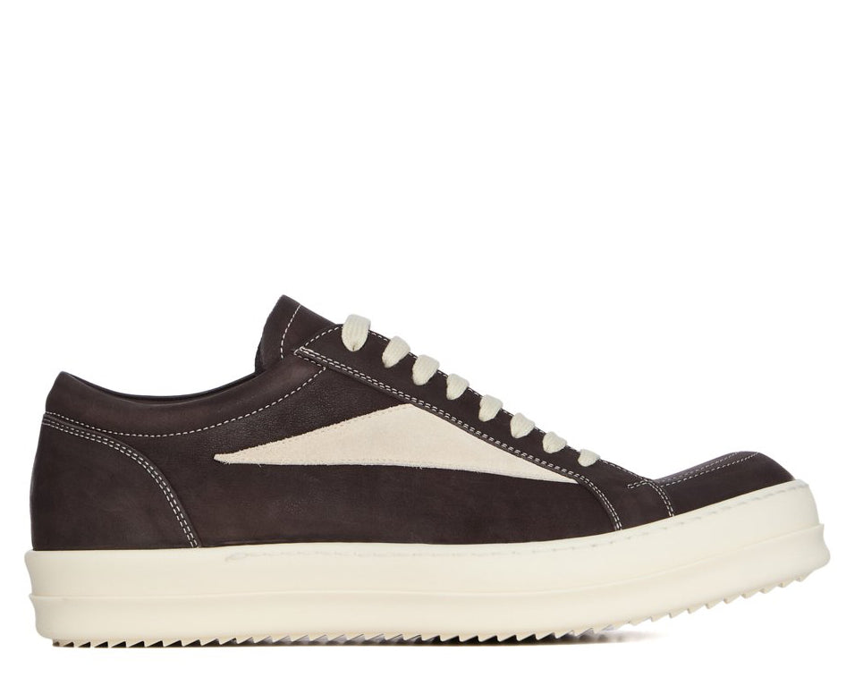 RICK OWENS FW25 CONCORDIANS VINTAGE SNEAKS IN BROWN/MILK/MILK NUBUCK AND SUEDE LEATHER