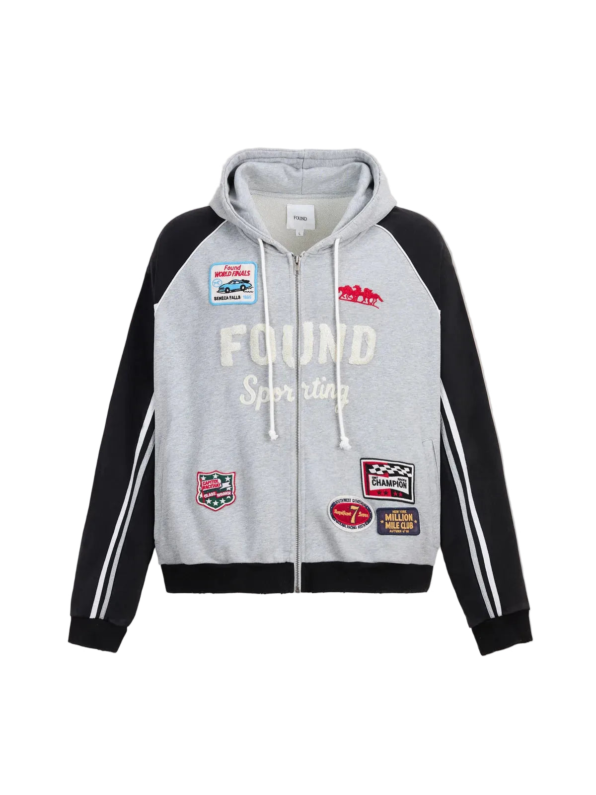 Found Racer Hoodie vintage black gray