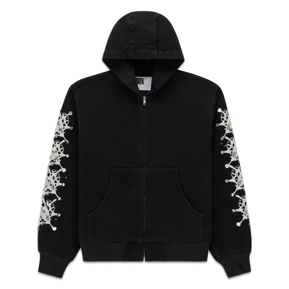 SP5DER web print denim jacket Black